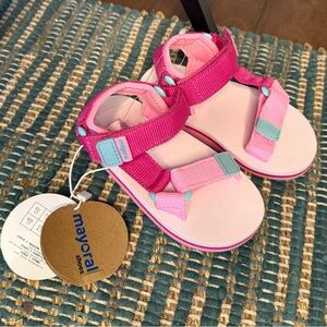 Mayoral Pink and Aqua Adjustable Strap Kids Sandals